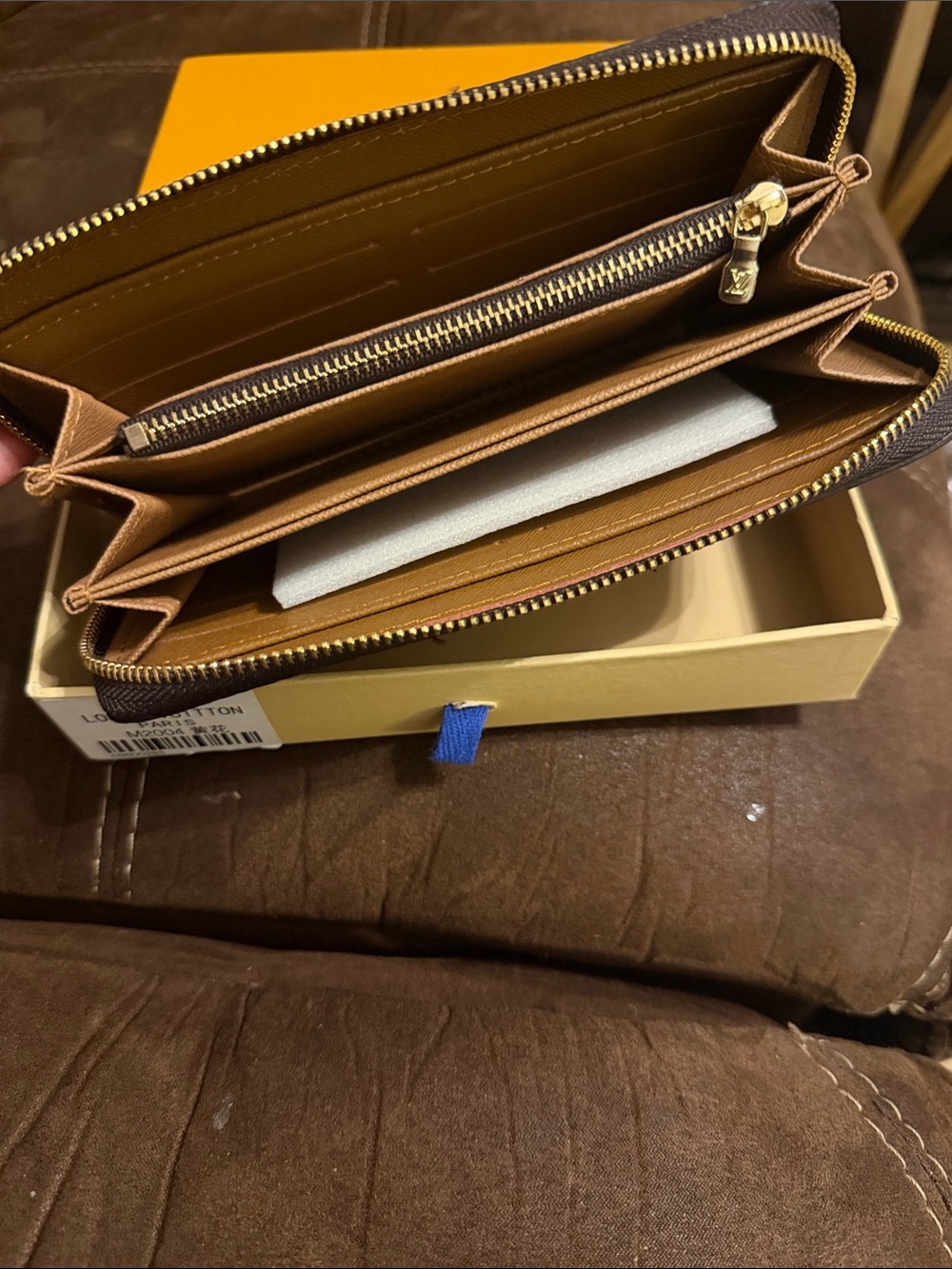 Leather Zip-Around Wallet in Brown